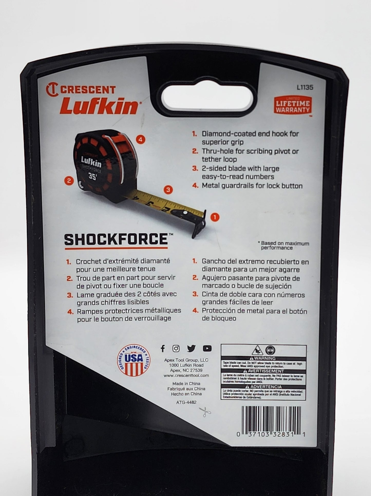 Crescent Lufkin Tape Measure shockforce G1 35'x 1-3/16" Ultimate Precision.