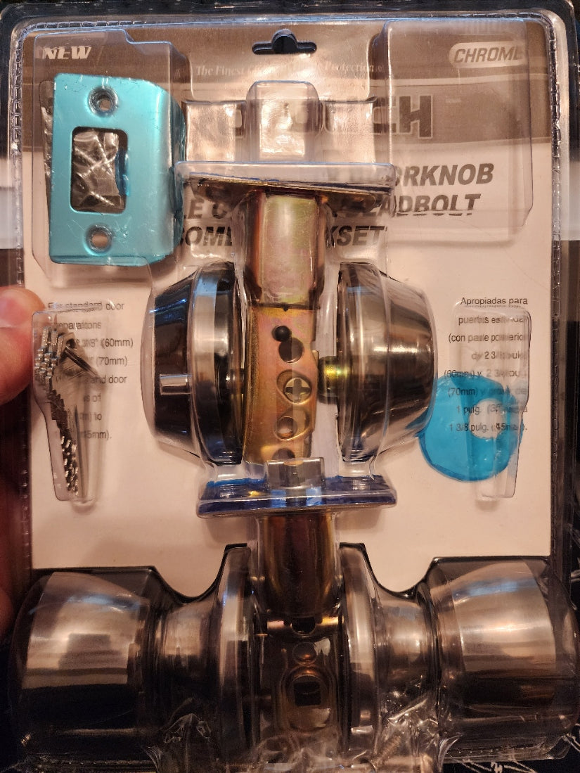 Twist Latch Entry Doorknob& Single Cylinder Deadbolt Combo Lockset. Protouch