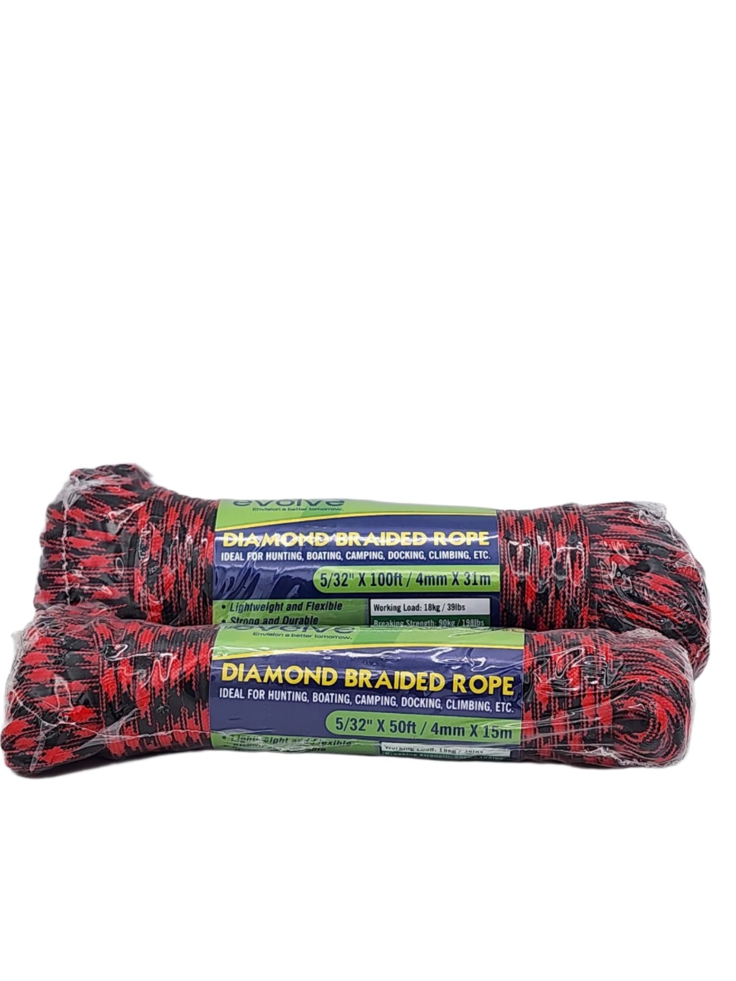 Evolve Diamond Braided Rope Red And Black 2 sizes available