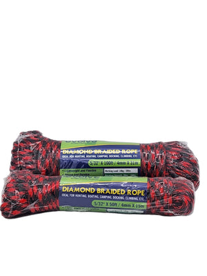 Evolve Diamond Braided Rope Red And Black 2 sizes available