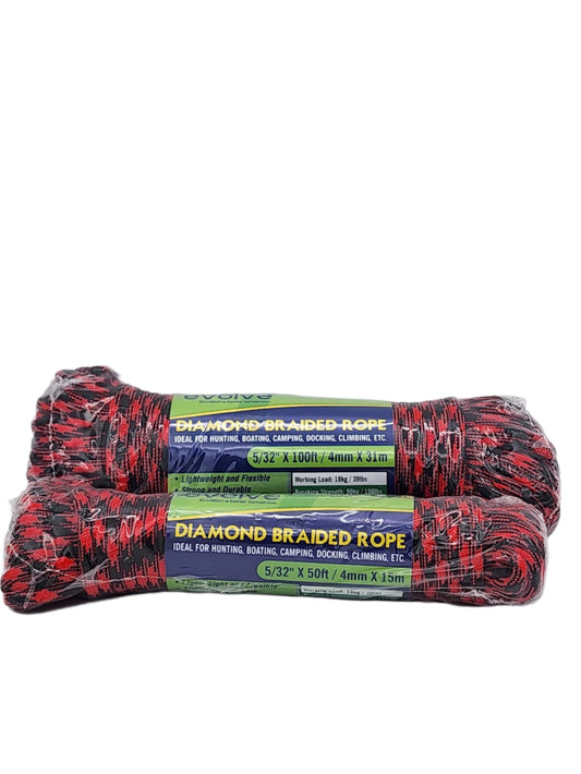 Evolve Diamond Braided Rope Red And Black 2 sizes available