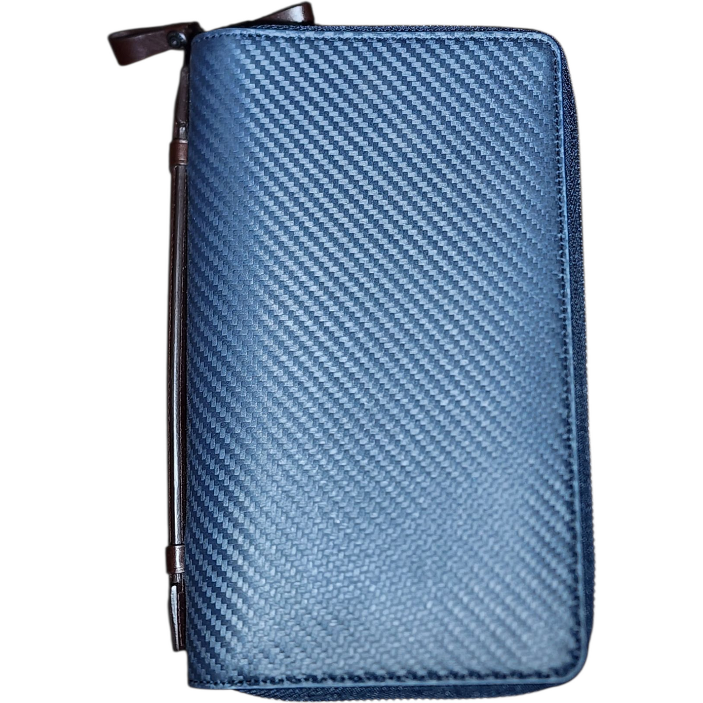 Authentic Dunhill Navy Blue Chassis Leather Double-Zip Organizer Pouch Wallet