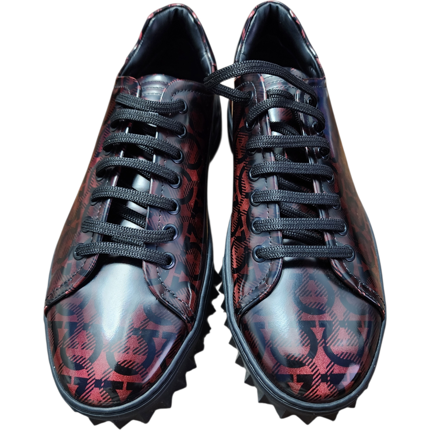Salvatore Ferragamo Cube Gancini Lace-Up Shoes – Men’s US 7 (Burgundy & Black)