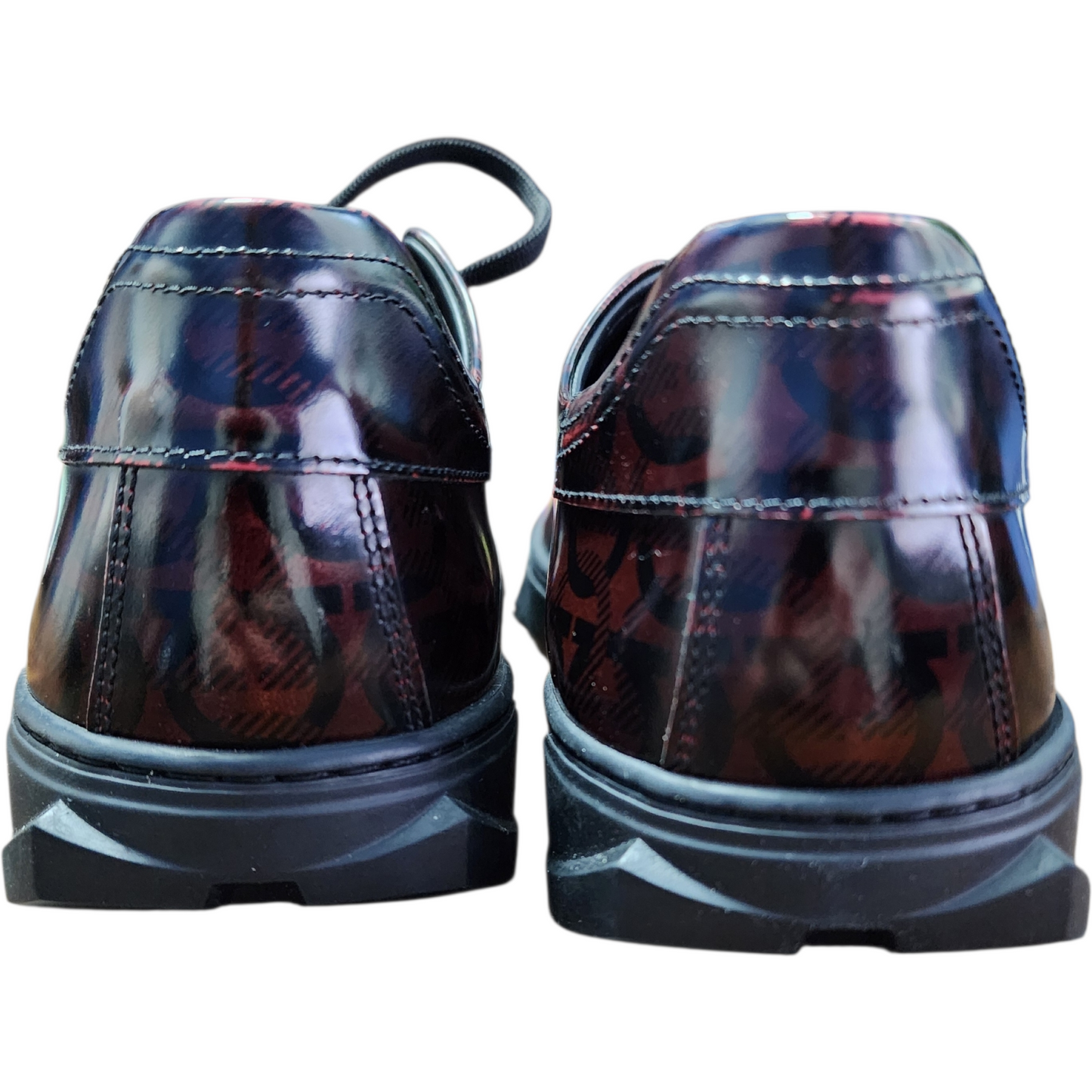Salvatore Ferragamo Cube Gancini Lace-Up Shoes – Men’s US 7 (Burgundy & Black)