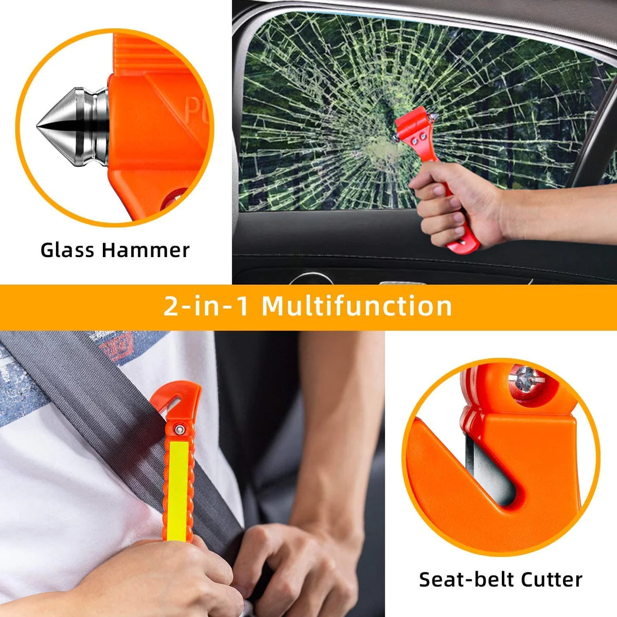 Car Safety Hammer Emergency Escape Tool Window Hammer Break & Seat Belt Cutter.