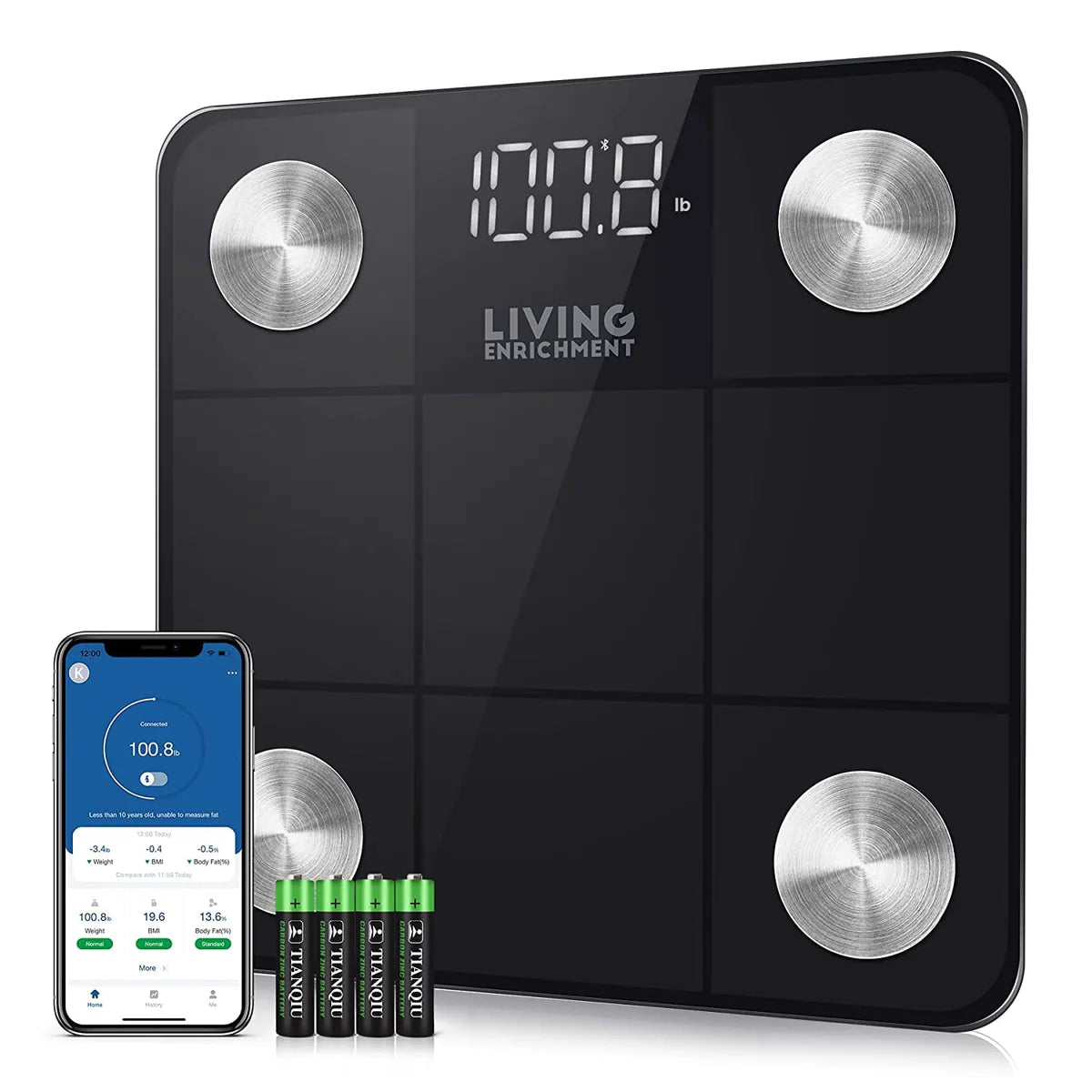 Bluetooth-enabled
Smart weight scale
Living Enrichment brand
Digital bathroom scale
Body weight measurement
Health tracking device
Modern design
Fitness tool
Wireless syncing
Mobile app compatibility