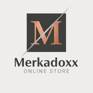 Merkadoxx online store logo with a large 'M' on a black square background.