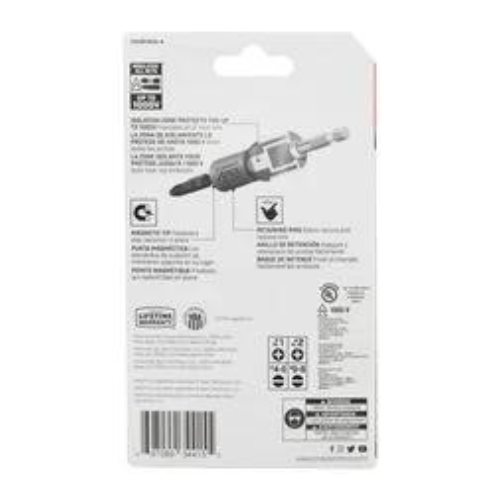 The Crescent Apex Ceiling Fan and Light Installation Kit is designed for safe and efficient electrical work. Featuring an isolated bit holder with an isolation zone that protects against up to 1000V, this kit provides the ultimate insulation for all bits, ensuring user safety during installations. It is impact-rated, built to withstand the demands of heavy-use in impact applications. The magnetic tip ensures fasteners stay securely in place, speeding up installation. A retaining ring allows for quick and ea