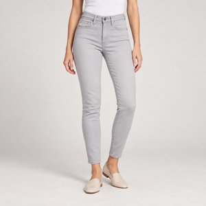 AG Farrah Ankle Seamless High-Rise Skinny Jeans – Light Gray, Size 25