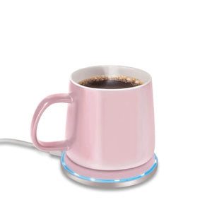 Lomi 2 in 1 Smart Mug Warmer and QI Wireless Charger (Pink Color)