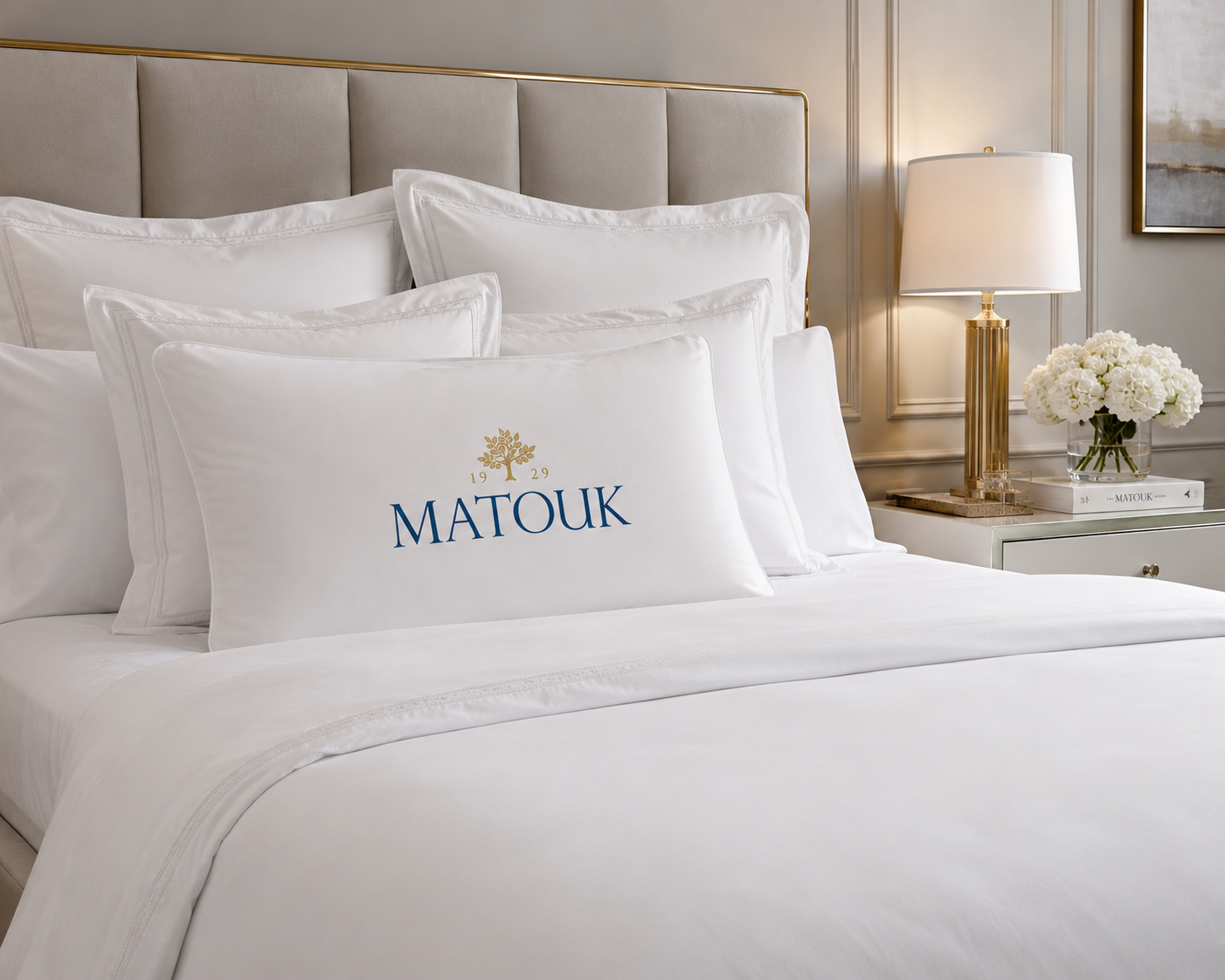 Matouk Valleto Pillow King Size 20"x36" Medium 3-Chamber Cotton Sateen Shell
