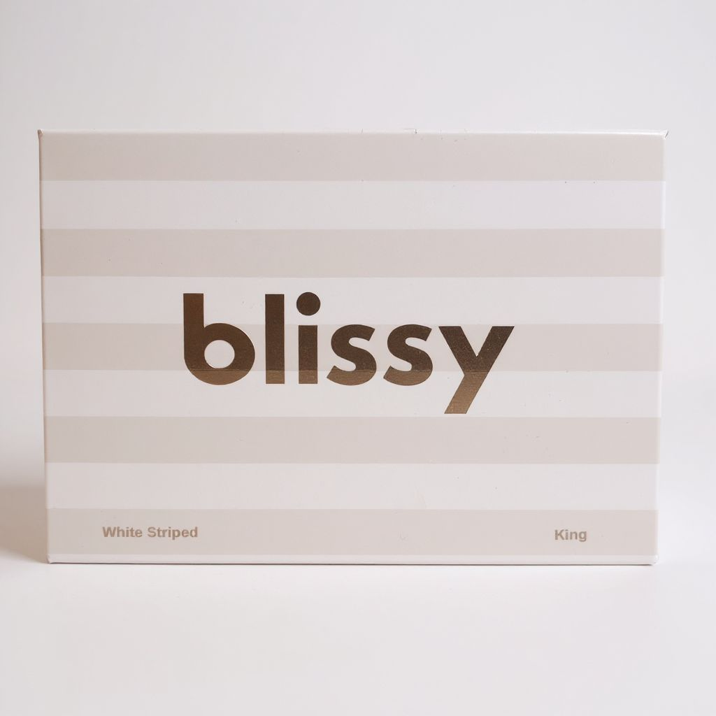 Blissy 100% Pure Mullberry Silk 22 Momme white striped, King Size