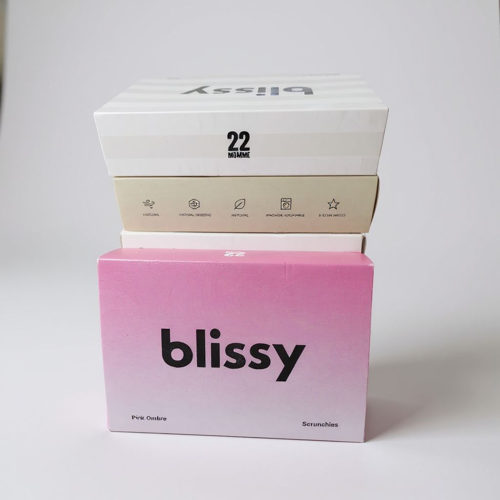 Two 'blissy' boxes stacked on a white background