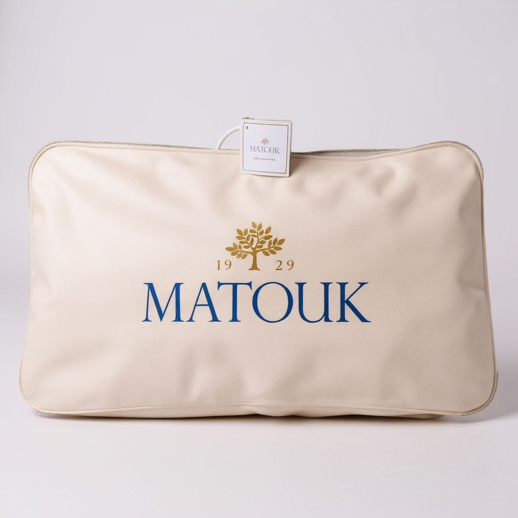 Wite pillow with MATOUK logo on a white background
