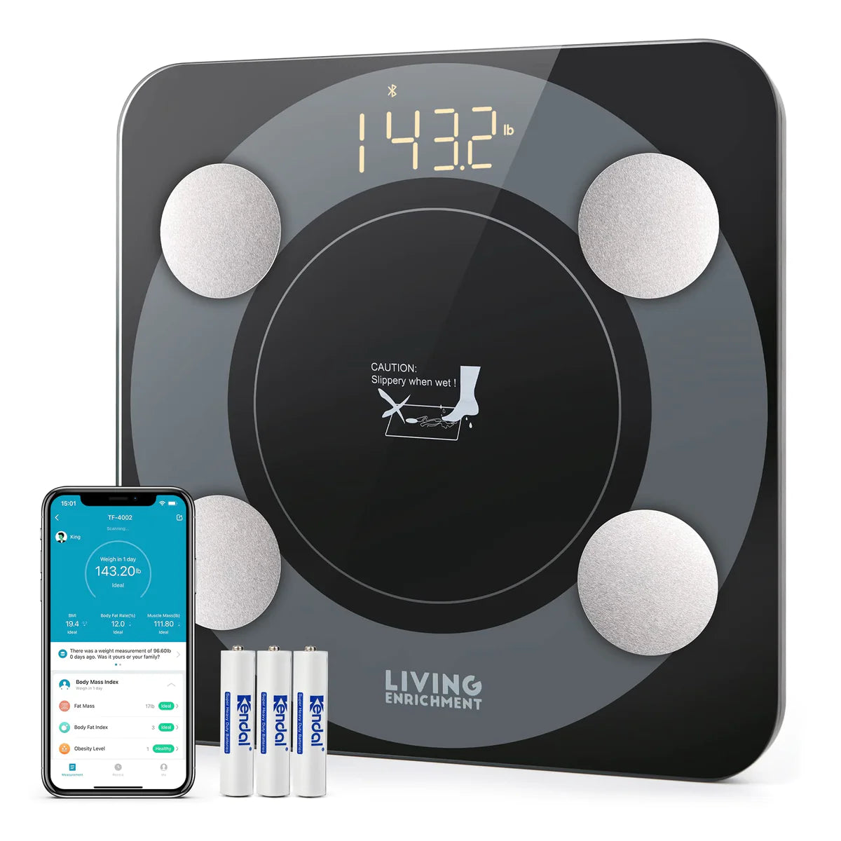 Bluetooth-enabled
Smart weight scale
Living Enrichment brand
Digital bathroom scale
Body weight measurement
Health tracking device
Modern design
Fitness tool
Wireless syncing
Mobile app compatibility