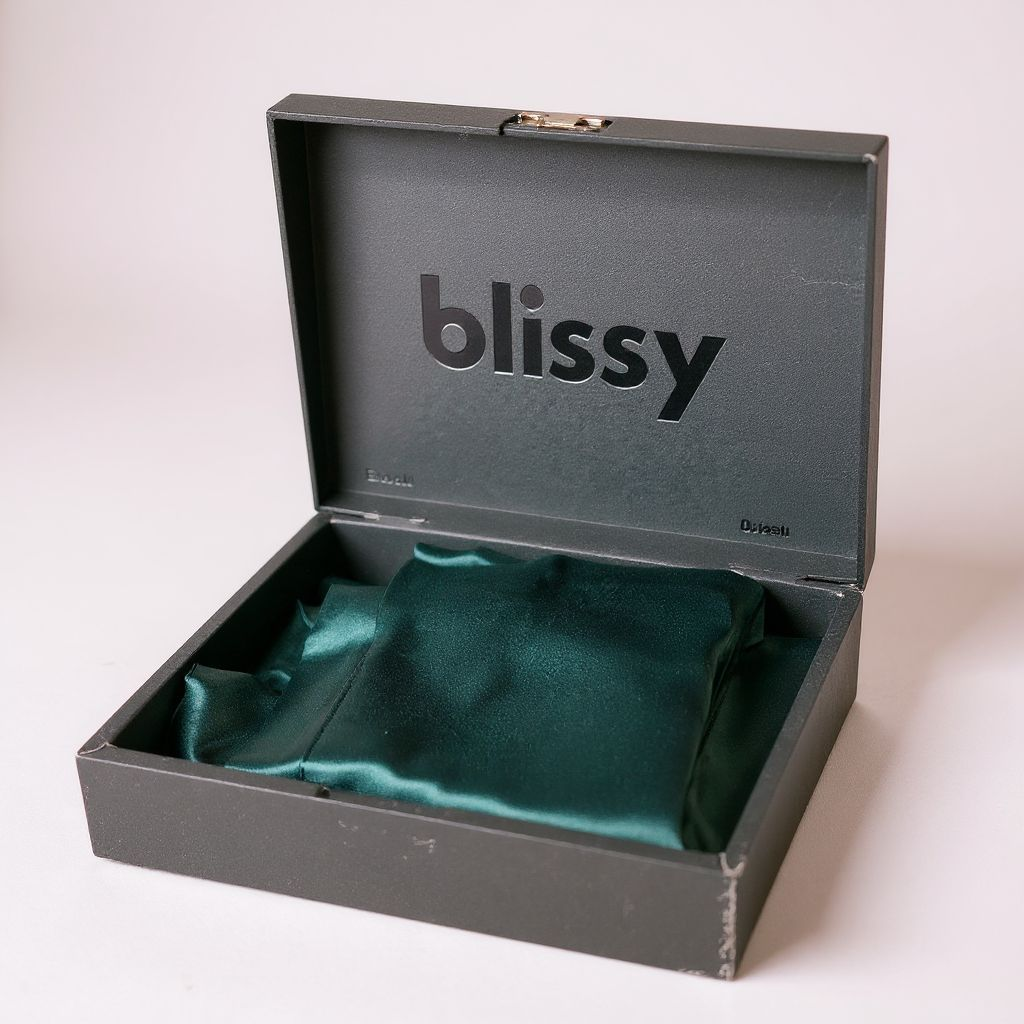 Open black box with 'blissy' branding on a white background