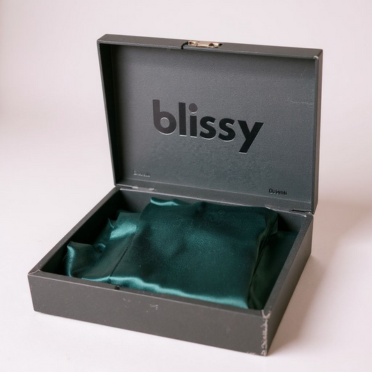 Open black box with 'blissy' branding on a white background