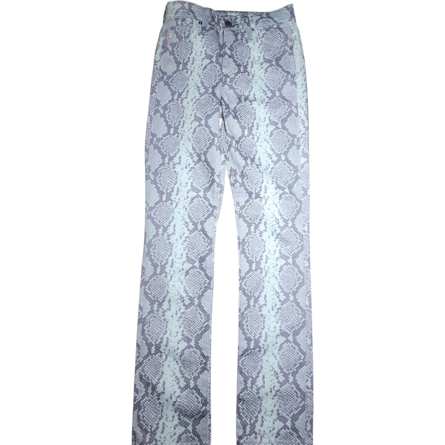 Snake print pants on a white background