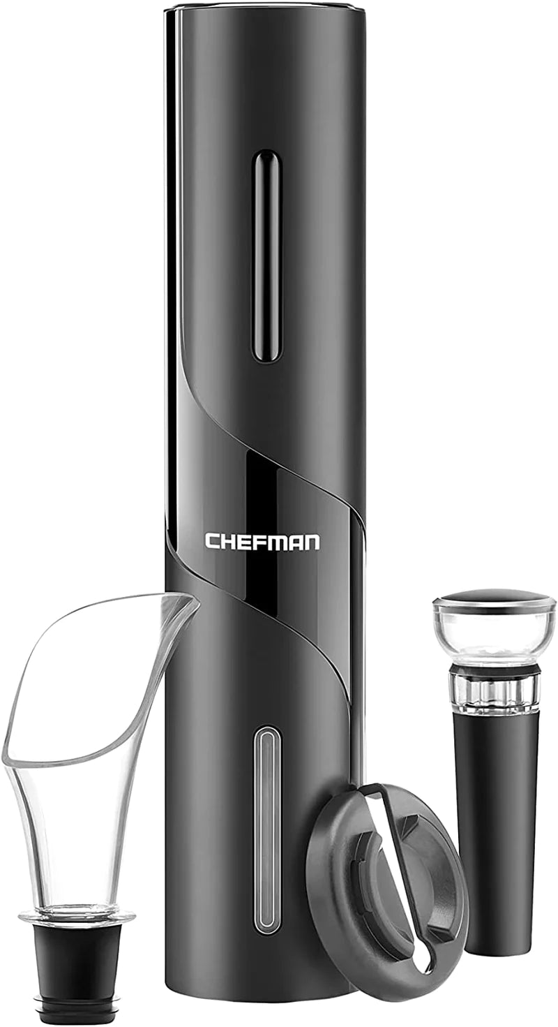 Electric Wine Opener Chefman Battery Operated with Bonus Foil Cutter & Pourer.