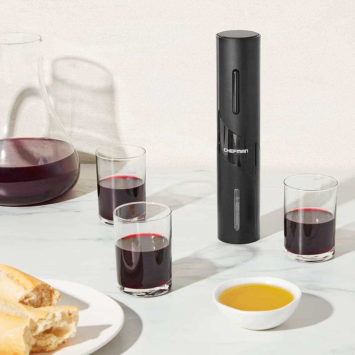 Electric Wine Opener Chefman Battery Operated with Bonus Foil Cutter & Pourer.